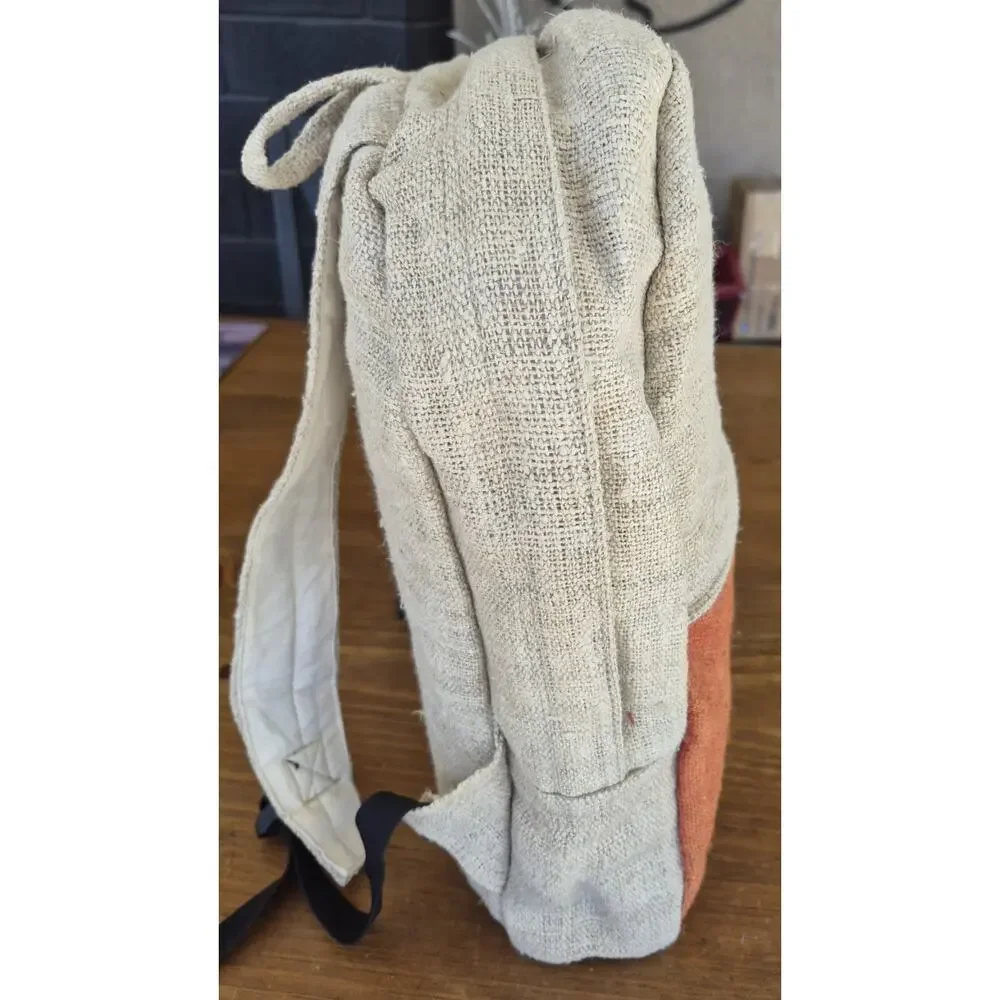 Handmade Himalayan Natural Pure Hemp Backpack | Boho Striped Festival Bag
